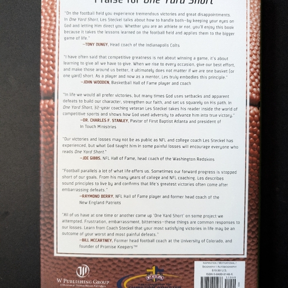Signed by the author: One Yard Short by Coach Les Steckel. - Picture 2 of 3